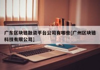 广东区块链融资平台公司有哪些[广州区块链科技有限公司]